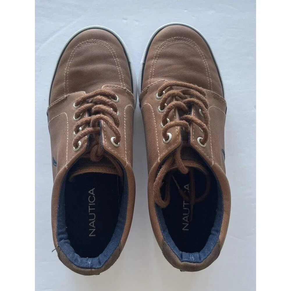 Nautica ZBEI Nautica Boys Youth Brown Loafers Boat Deck Shoes Size 2